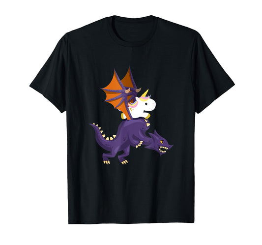 Funny Unicorn Riding Dragon Mythical Fantasy Gift T-Shirt