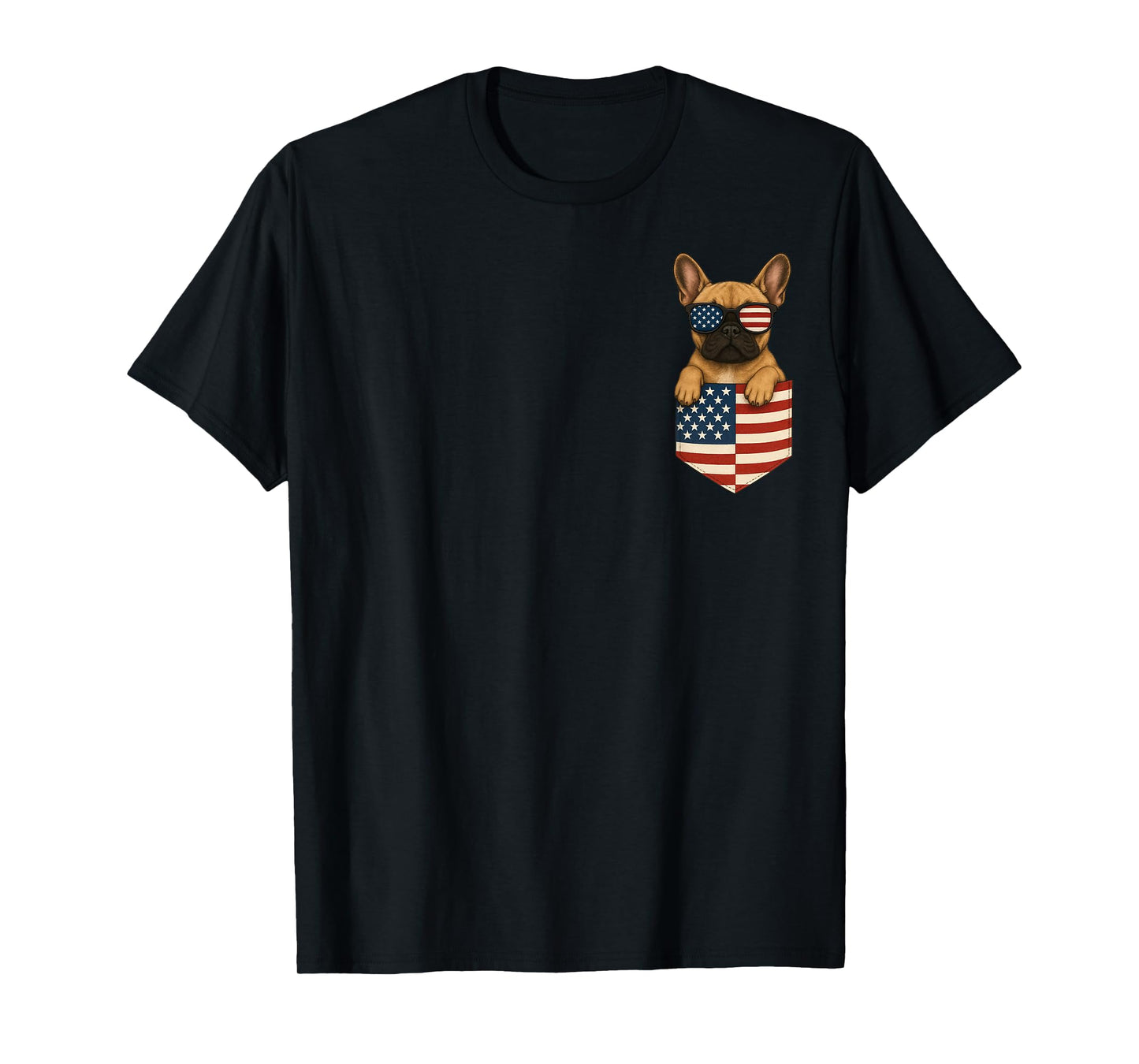 French Bulldog Pocket American frenchie 4th of july T-Shirt