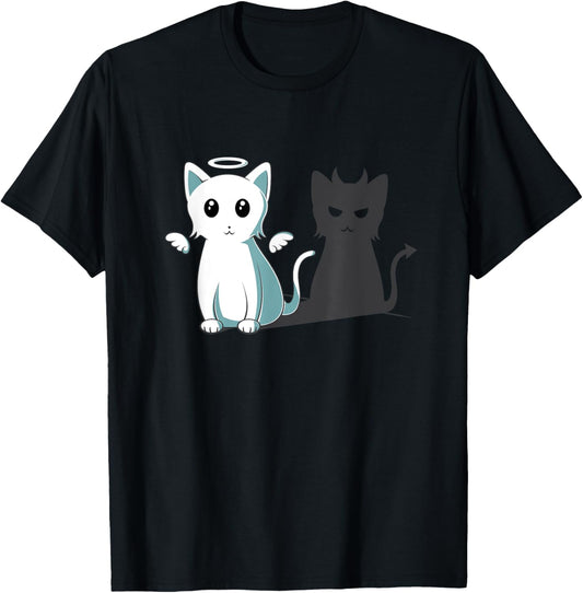 Purr Evil Devil Cat Happy Halloween Cat Angel Devil Kitten T-Shirt