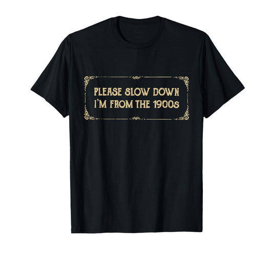 Please Slow Down I'm From The 1900s Funny Quote Vintage T-Shirt