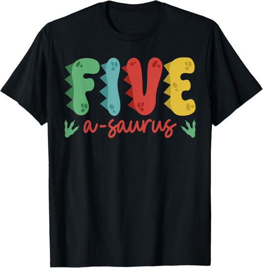 Five Years Old Kid 5 A Saurus Rex Dinosaur 5th Birthday Boy T-Shirt