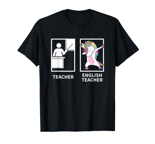 Dabbing Unicorn Shirt English Teacher Gift Men Women Kids T-Shirt