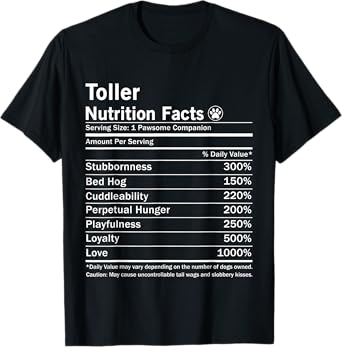 Nova Scotia Duck Tolling Dog Nutrition Facts Funny Toller Men Women Kids T-Shirt
