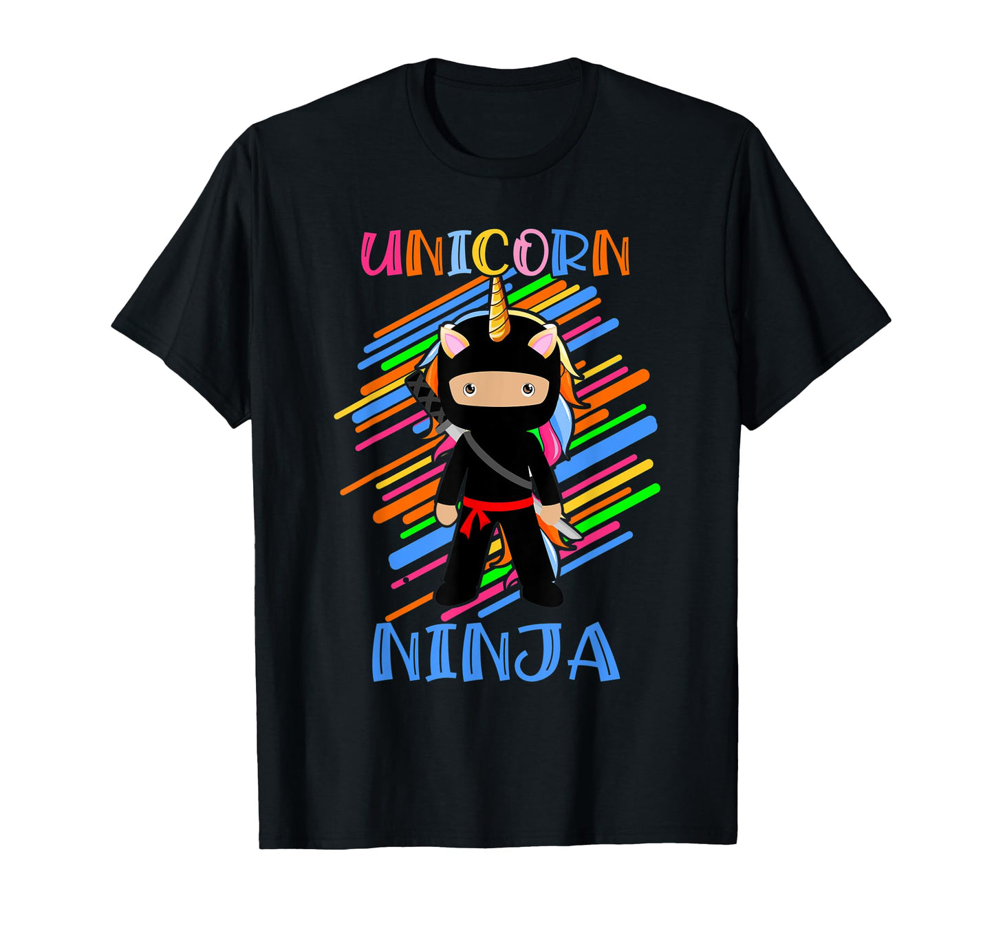 Cute Unicorn Ninja Rainbow Fighter Lover Boys Girls Kids T-Shirt