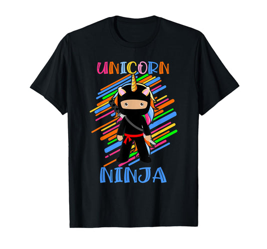 Cute Unicorn Ninja Rainbow Fighter Lover Boys Girls Kids T-Shirt