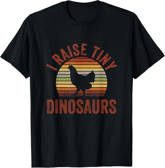 I Raise Tiny Dinosaurs Retro Vintage Silhouette Chicken T-Shirt