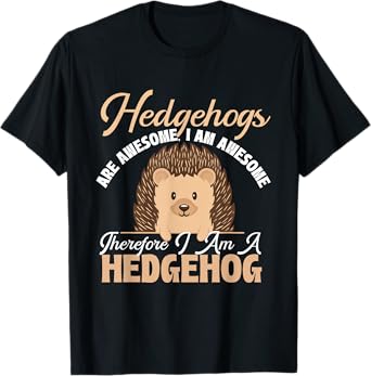 Funny Hedgehog Shirts Unisex-Adults Hedgehog Lovers Nature Enthusiasts T-Shirt Black Small Modern Crew Neck Short Sleeve Classic Fit Cotton Polyester All Seasons Exclusive Hedgehog Design