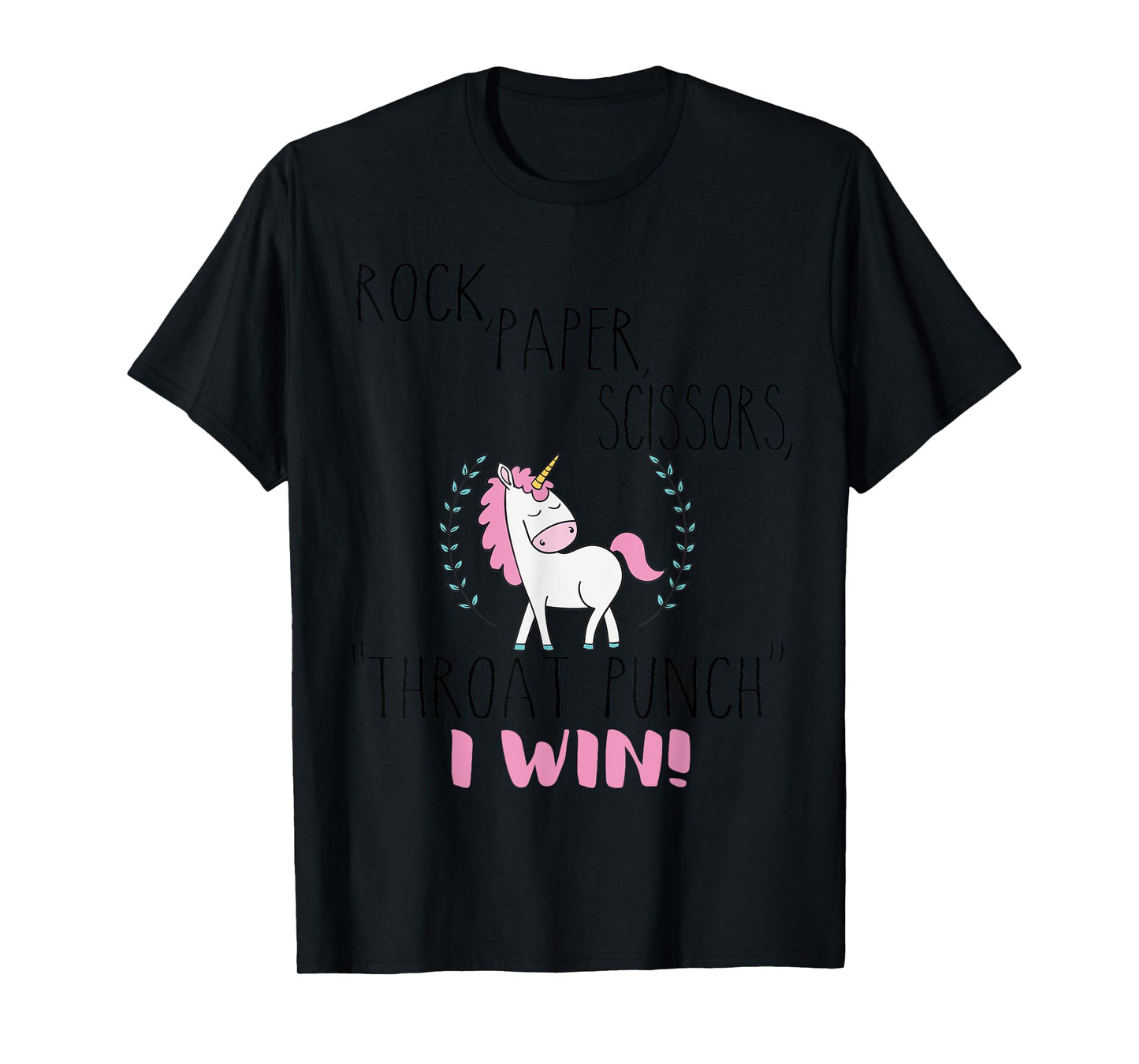 Funny Unicorn Rock Paper Scissors Throat Punch I Win T-Shirt