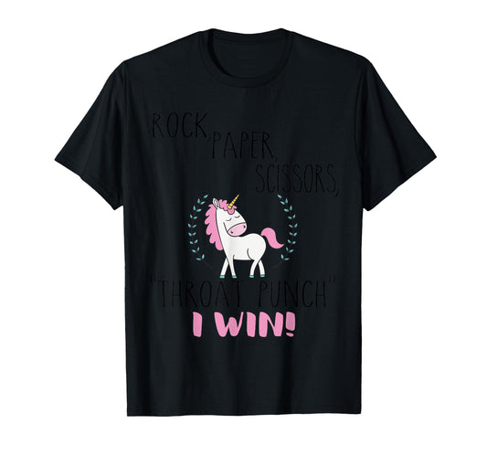 Funny Unicorn Rock Paper Scissors Throat Punch I Win T-Shirt