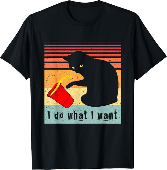 Do What I Want Vintage Black Cat Red Cup Funny My Cat T-Shirt