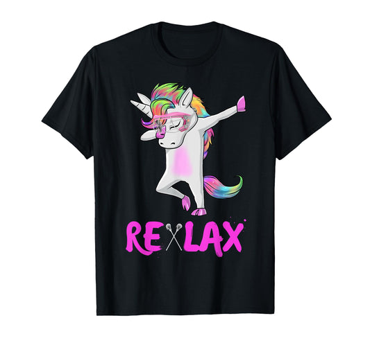 reLAX unicorn dab youth lacrosse Tees Lacrosse funny T-shirt