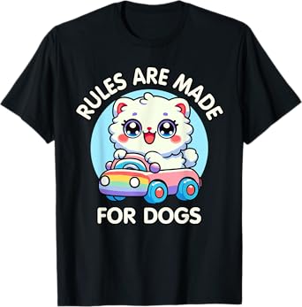 Funny Cat Lover - Rules Are Made for Dogs Driving Cat T-Shirt