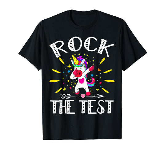Test Day Rock The Test Teacher Testing Day Unicorn Teacher T-Shirt