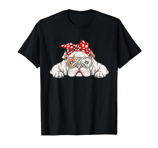 English Bulldog With Bandana - Dog Animal Lover Puppy Owner T-Shirt