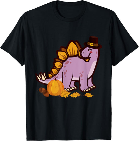 Happy Thanksgiving Holiday Cute Stegosaurus Dinosaur T-Shirt