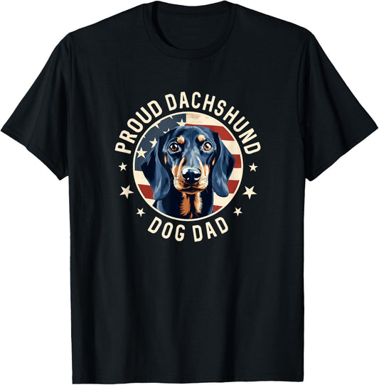 Proud Dachshund Dad American Flag, Dachshund Dog Dad T-Shirt