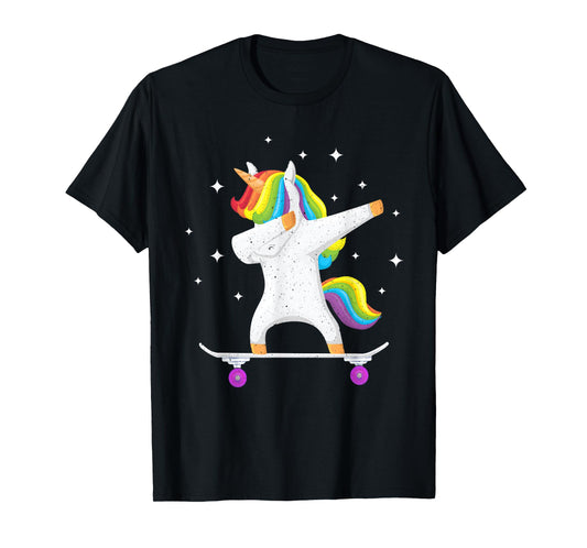 Skateboarding Colorful Unicorn on Skateboard Gift Skater T-Shirt
