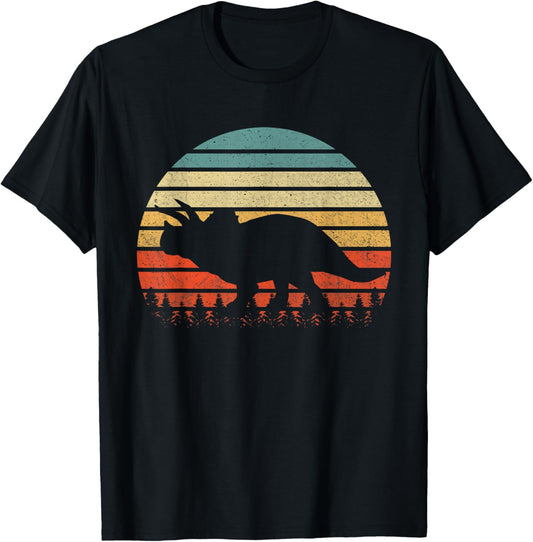 Vintage Triceratops Dinosaurus Sunset Retro T-Shirt