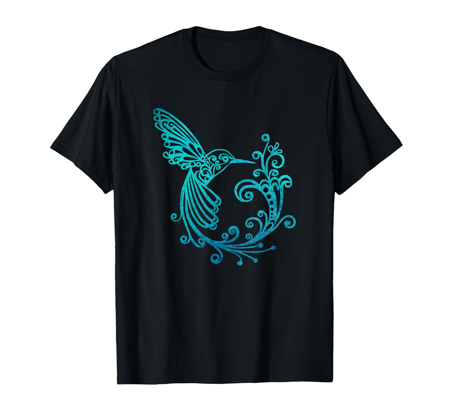 Blue Watercolor Stylized Hummingbird Bird Graphic T-Shirt