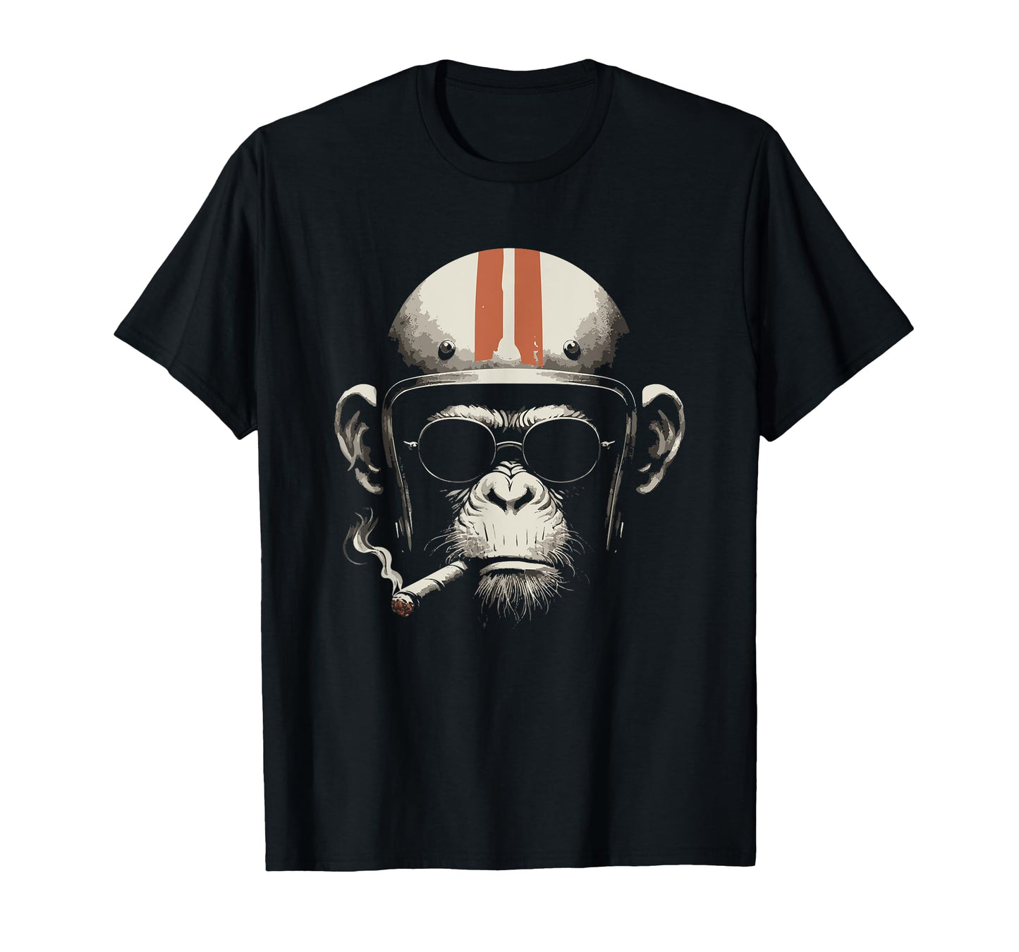 Cigar smoking monkey retro vintage motorcycle biker helmet T-Shirt