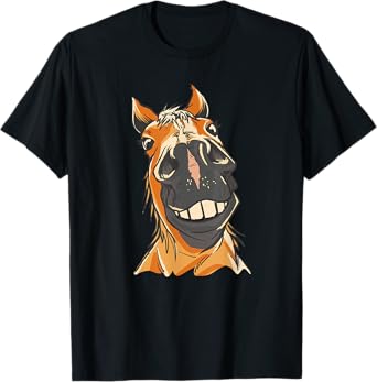 FUNNY HORSE Silly Horses Close Up Grin Teeth Meme T-Shirt