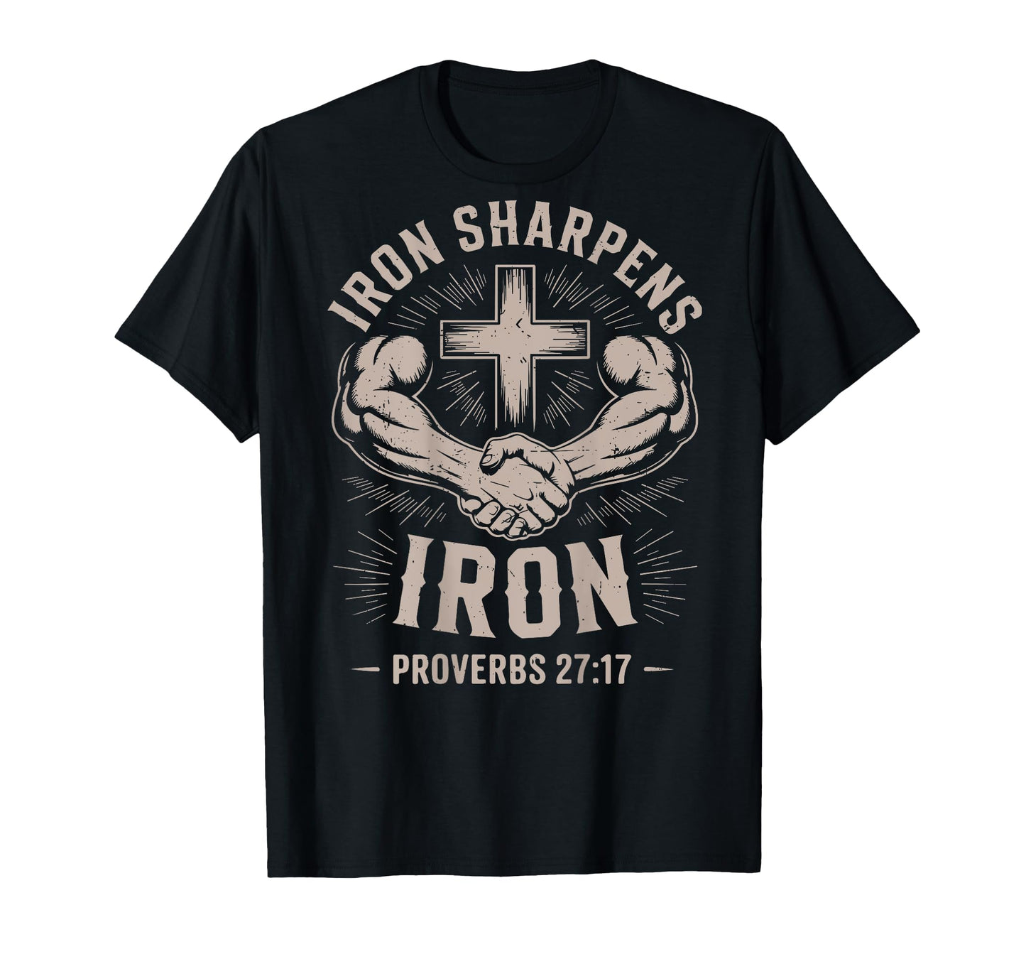 On-Back Iron Sharpens Iron Proverbs Christian Gym Workout T-Shirt