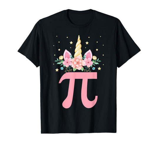Cute Unicorn Pi day Floral Kids Boys Girls Math Teachers T-Shirt