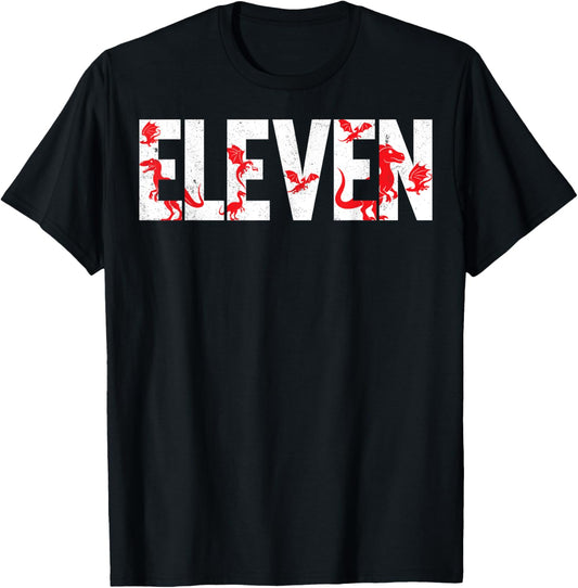 Eleven Years Old Dinosaur T-Rex Dino 11th Birthday Party T-Shirt