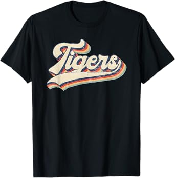 Vintage Tigers School Sports Name Retro Gift Men Women Boys T-Shirt