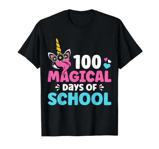 100th Day of Kindergarten For Girls 100 Magical Days Unicorn T-Shirt
