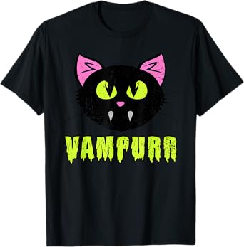 Vampurr Vampire Black Cat-Shirt Funny Lazy Halloween Costume T-Shirt