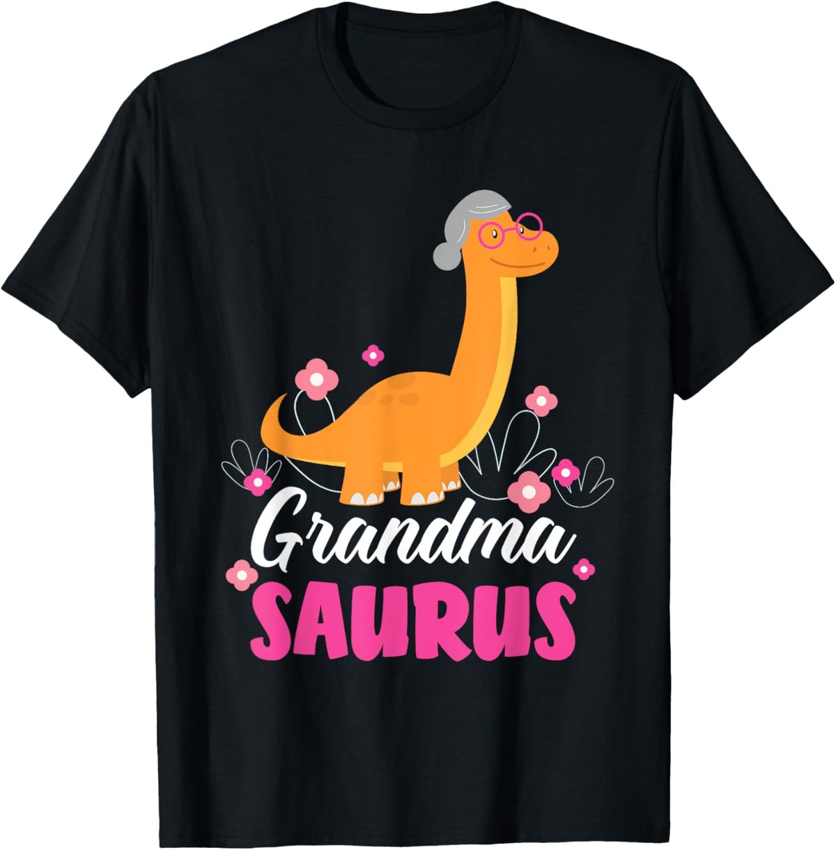 Cute Matching Dinosaur Family Outfits Grandma Saurus Rex Dinosaur T-Shirt - Kids, Children, Party - Unisex - Black - Short Sleeve - Small