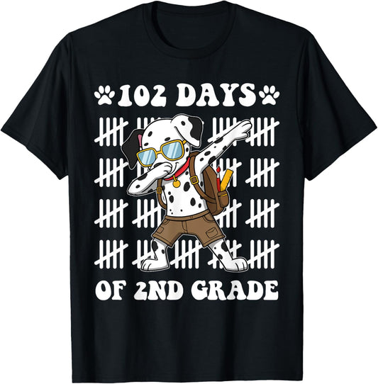 102 Day Of 2nd Grade 100 Days Of School Dalmatian Dog Lovers T-Shirt