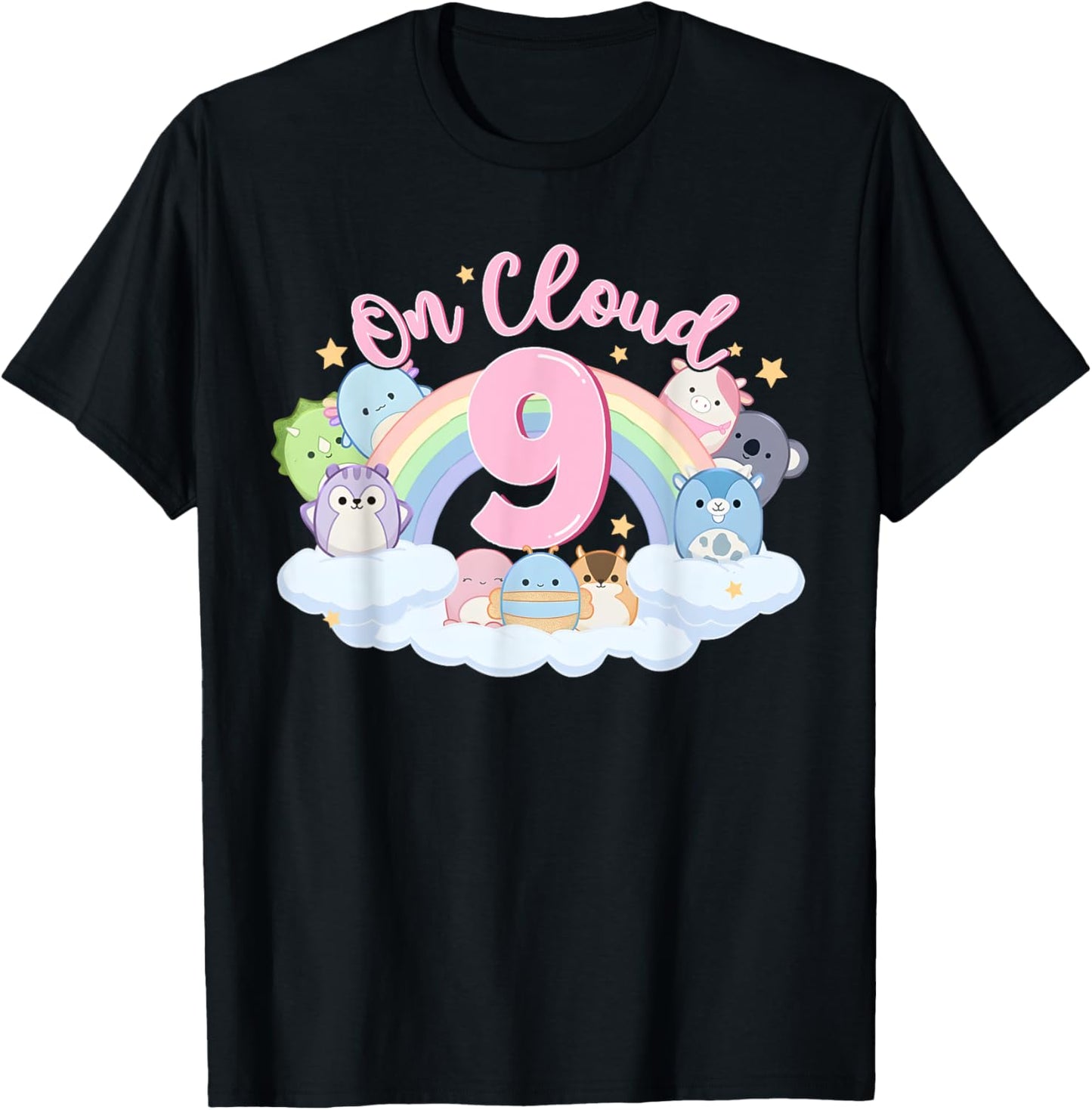 On Cloud Nine 9th Birthday Squish Squad Mallow Girls Kids T-Shirt