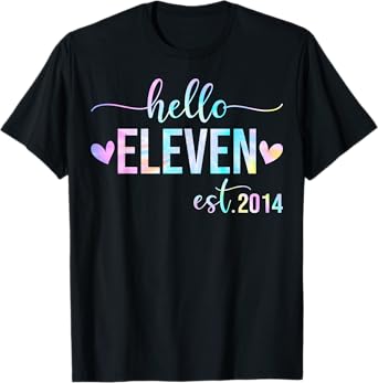 Hello Eleven Est 2014 11 Years Old 11th Birthday Girls Boys T-Shirt