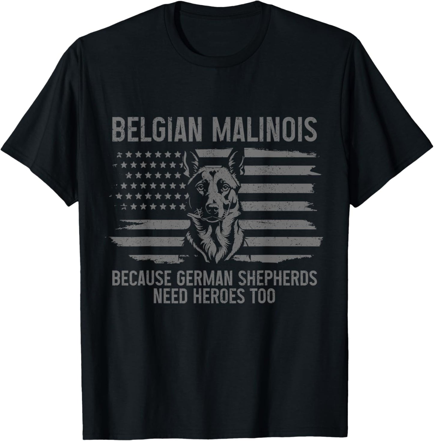 Belgian Malinois Dad Funny Dog Lover American Flag Patriotic T-Shirt