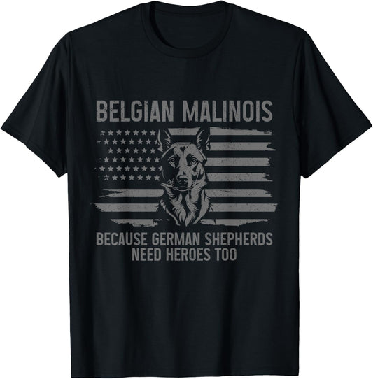 Belgian Malinois Dad Funny Dog Lover American Flag Patriotic T-Shirt