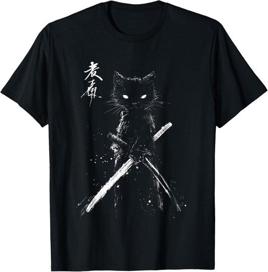 Samurai Cat Ukiyo-e Art Vintage Japanese Warrior Aesthetic T-Shirt
