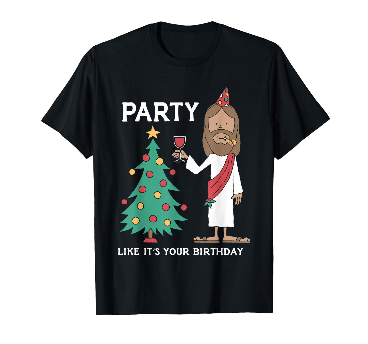 Party Like It's Your Birthday Funny Christmas Tree Jesus T-Shirt
