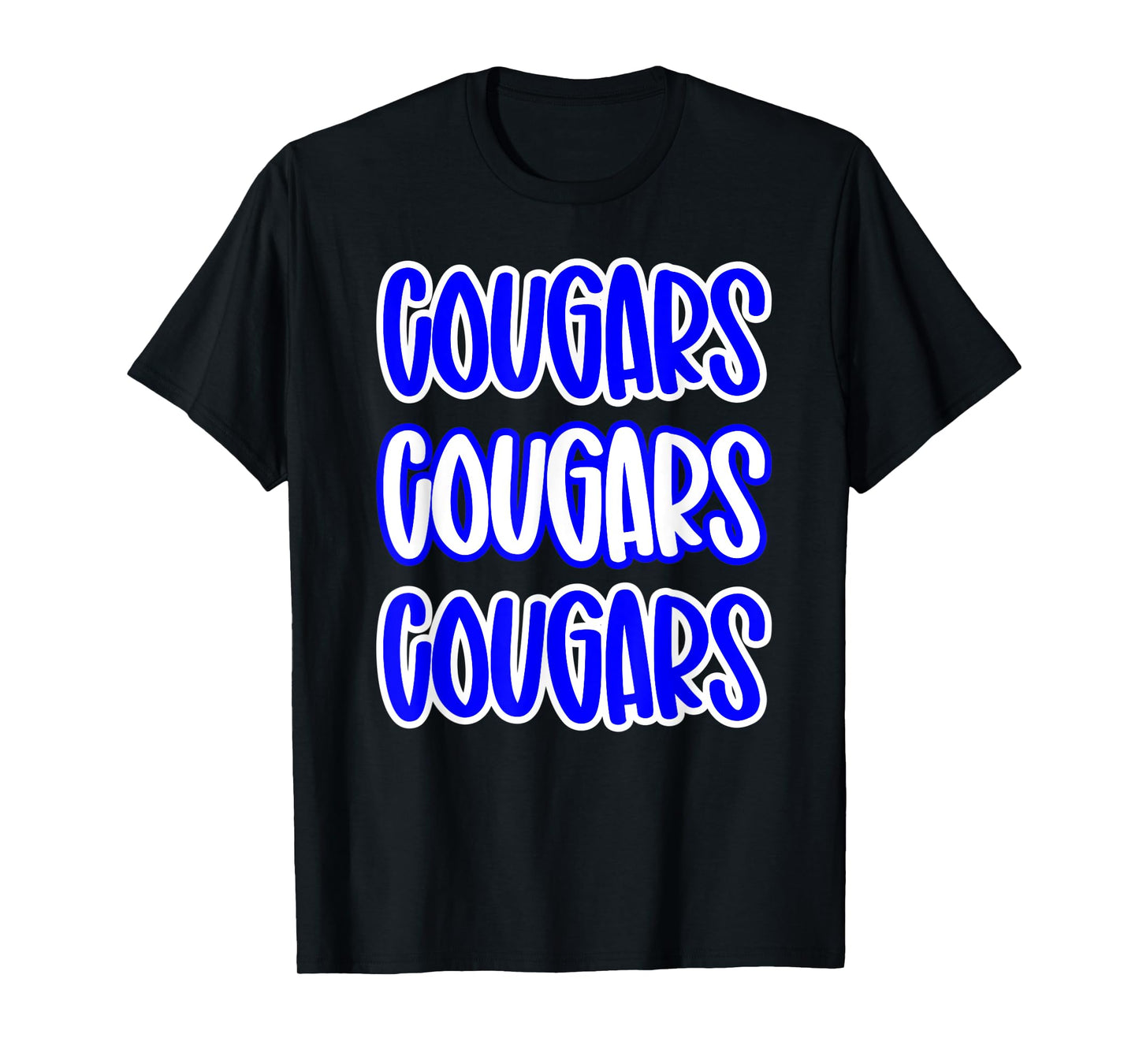 Cougars Repeating School Spirit Blue White T-Shirt