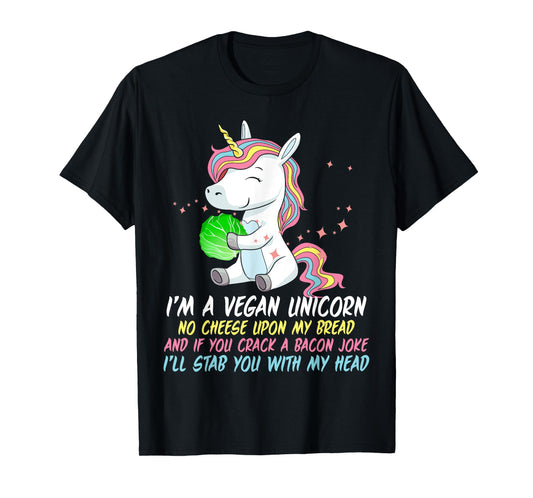 Vegan Unicorn Funny Saying Badass Men Women Herbivore T-Shirt