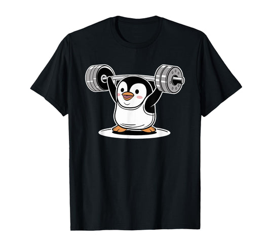 Cute Penguin Weightlifting Fitness Sport Gym Weightlifter T-Shirt