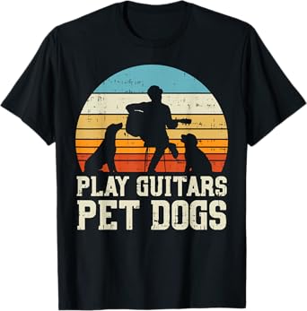 Play Guitars Pet Dog Retro Music Guitarist Animal Lover Gift T-Shirt
