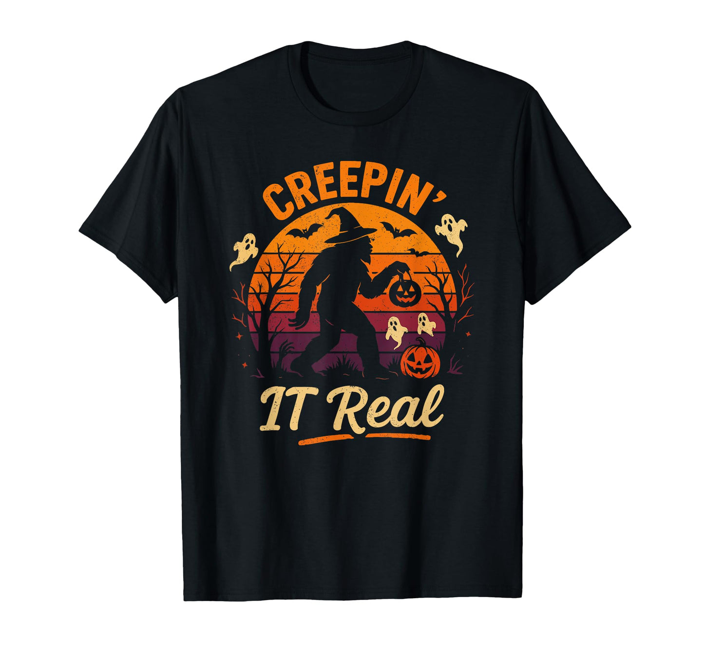 Halloween Bigfoot Creepin It Real Funny Costume Men Women T-Shirt