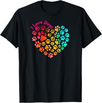 I Love Dogs Heart & Paws - Cute Puppy Pet Lover Funny Design T-Shirt
