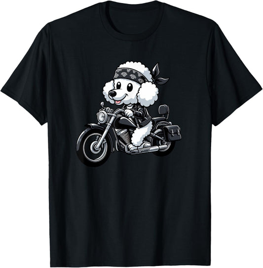 Poodle Biker Funny Dog Motorcycle T-Shirt