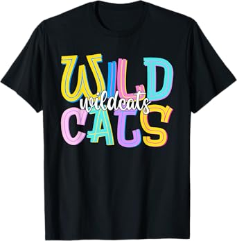 Wildcats School Spirit Groovy Back To School Womens Girls T-Shirt
