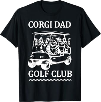 Retro Corgi Dad Golf Club Cute Dog Swinging Golf Fathers Day Men Women T-Shirt