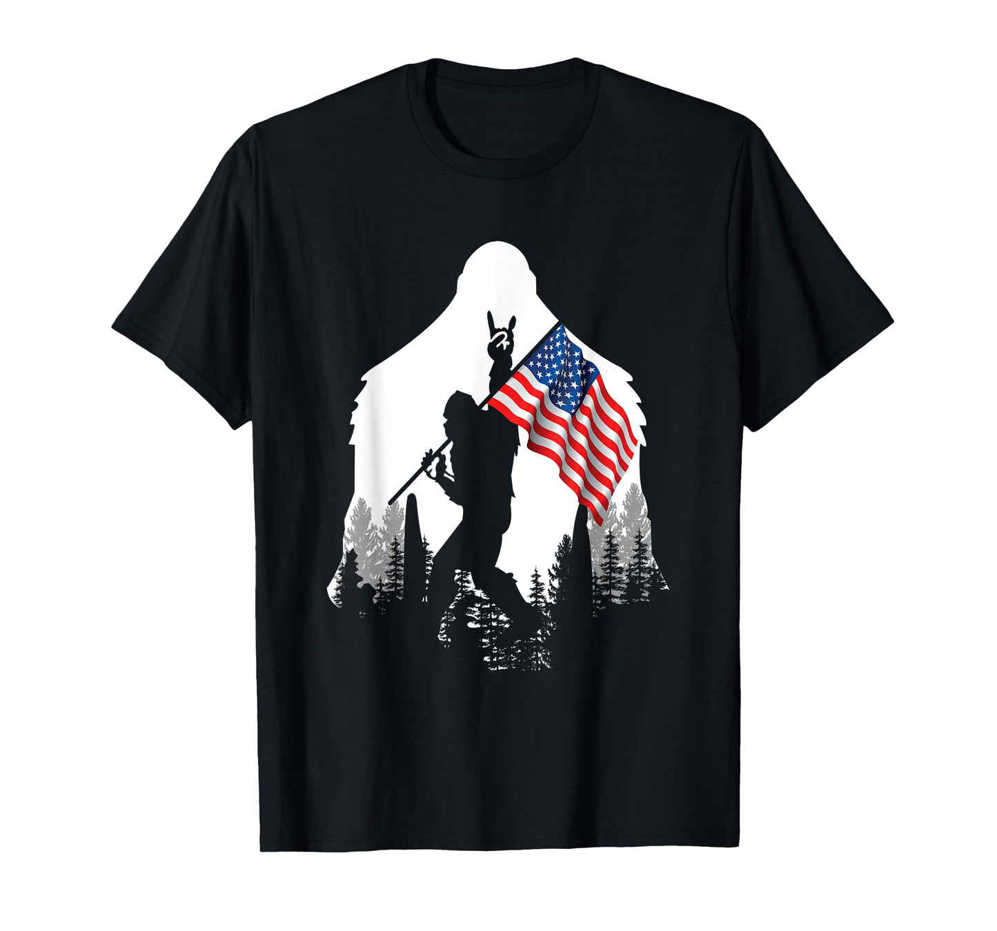 Big Foot Shirt - Bigfoot Sasquatch American Flag Patriotic T-Shirt