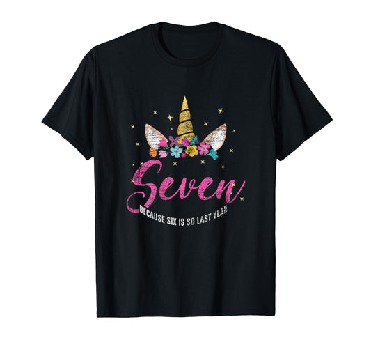 7 Years Old Birthday Girl Gifts Unicorn 7th Birthday T-Shirt